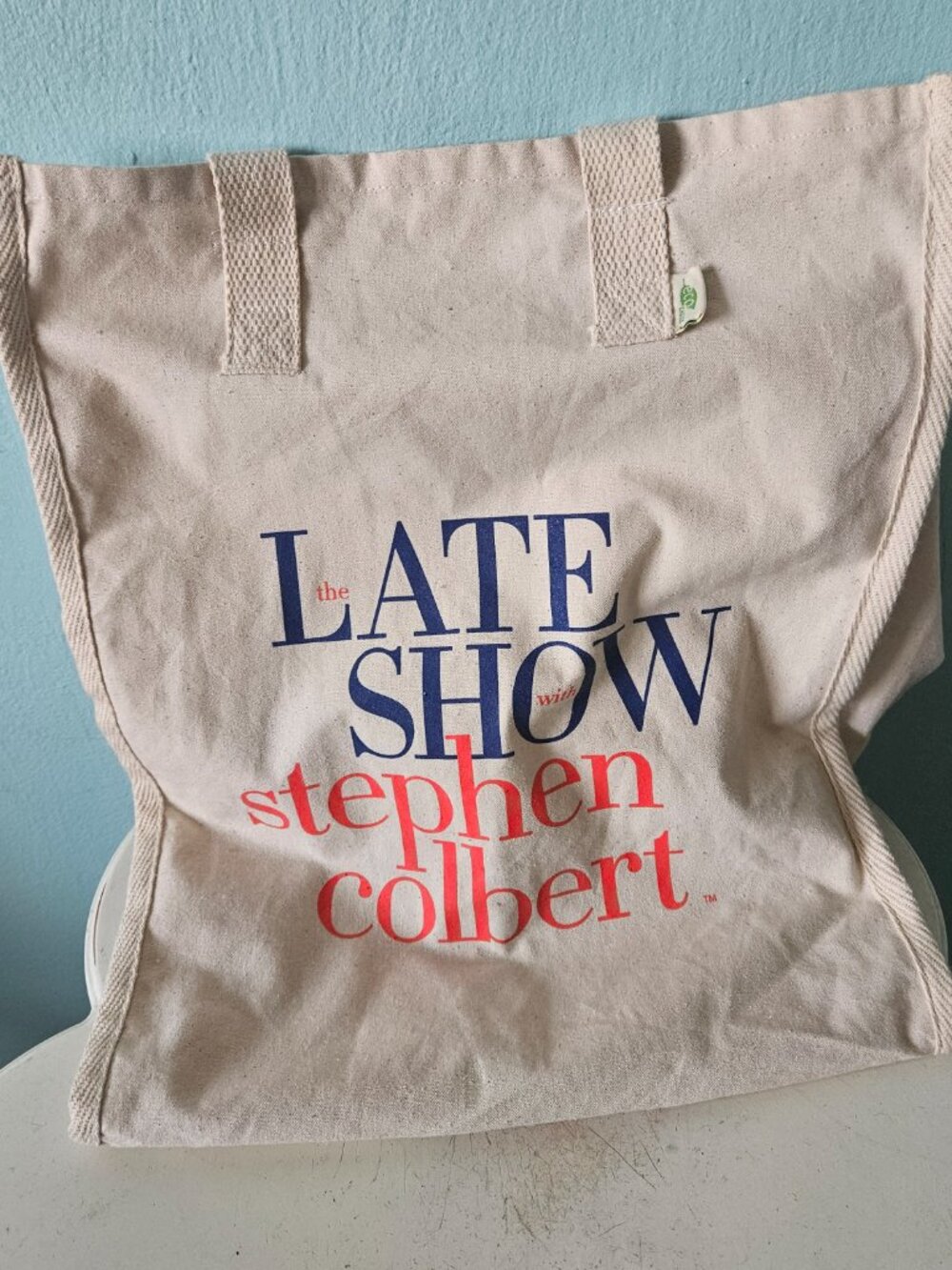 Late Night with Stephen Colbert tote bag Gemline EcoChoice 100% cotton
